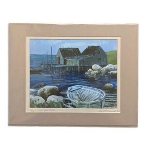 Art Print Peggy's Cove Nova Scotia Hand Signed MacDougall 2006 Canada